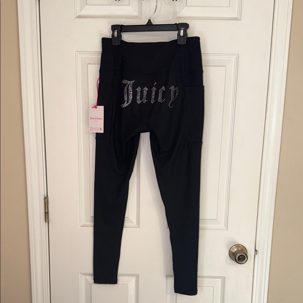 Juicy Couture Black leggings with pockets with Sparkling Logo